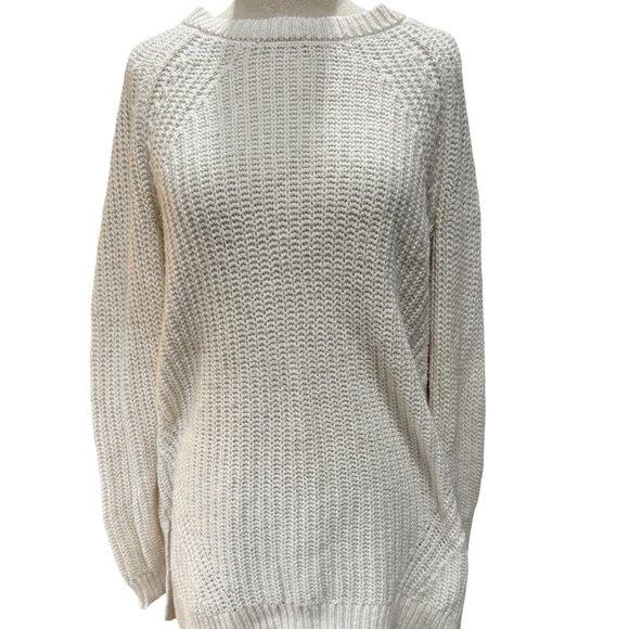 Aerie Women’s Pullover Sweater – Cream Tan Knit with Lace-Up Back – Size Medium - Picture 1 of 5